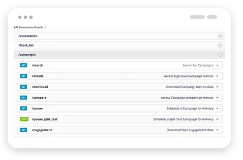 API Connection Details interface