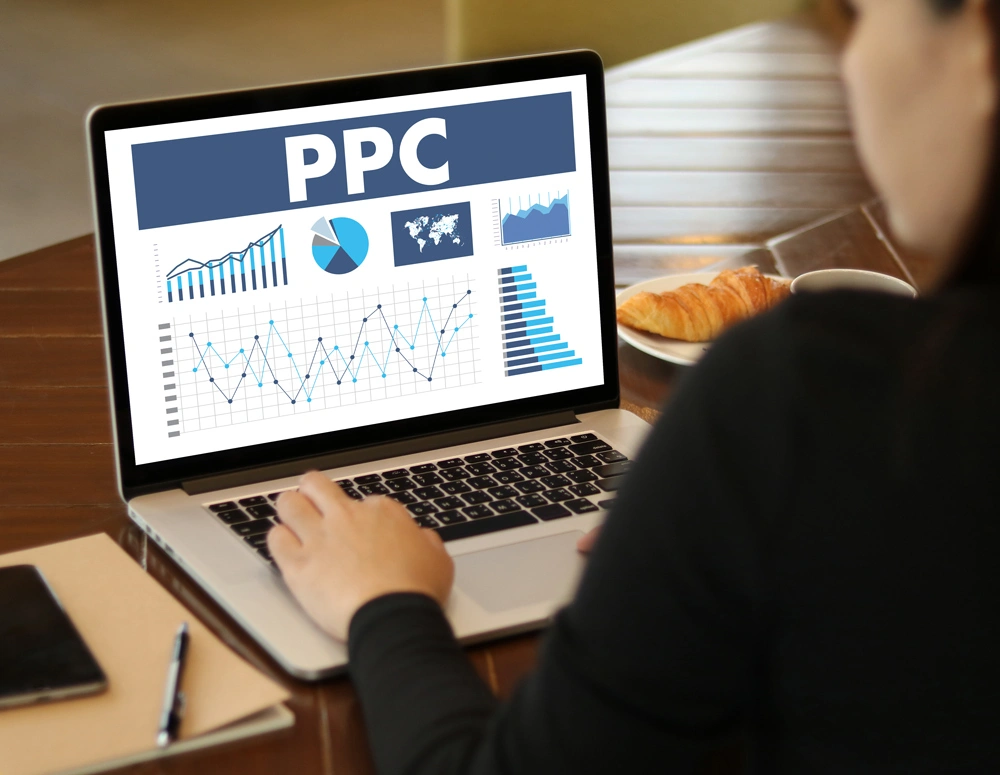 PPC - Pay Per Click concept Businessman working concept