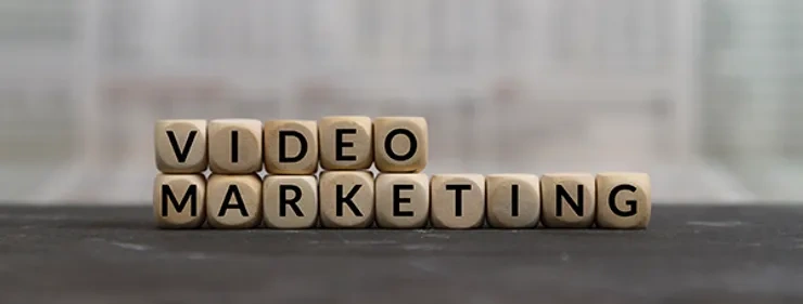 Text blocks that spell out "Video Marketing"